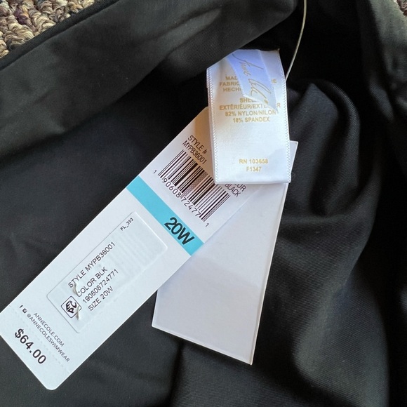 NEW Anne Cole Black Convertible High Waist Shirred Swim Bottom Ruched Size 20W - Picture 8 of 8